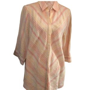 Chico’s Chevron Pattern Linen Button Down EUC